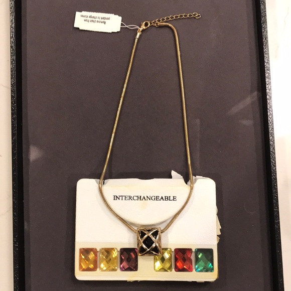 Jewelry - ✅CLEARANCE- Vintage Gold-Tone Pendant Necklace with Multi-Color Stones